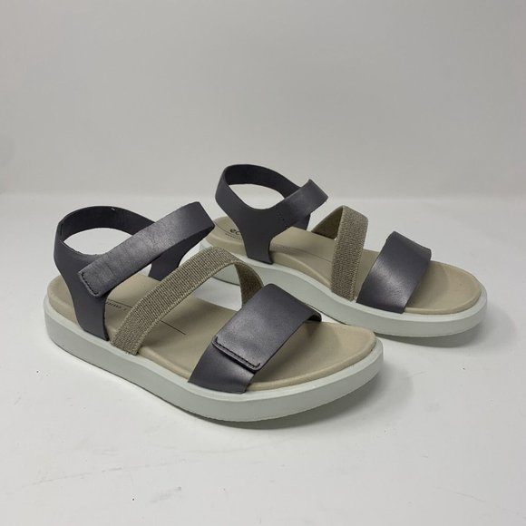Ecco Flowt 273713 Sandals Women 6-6.5 Gravity Metallic Leather Ankle Strap S0583 - Picture 1 of 9